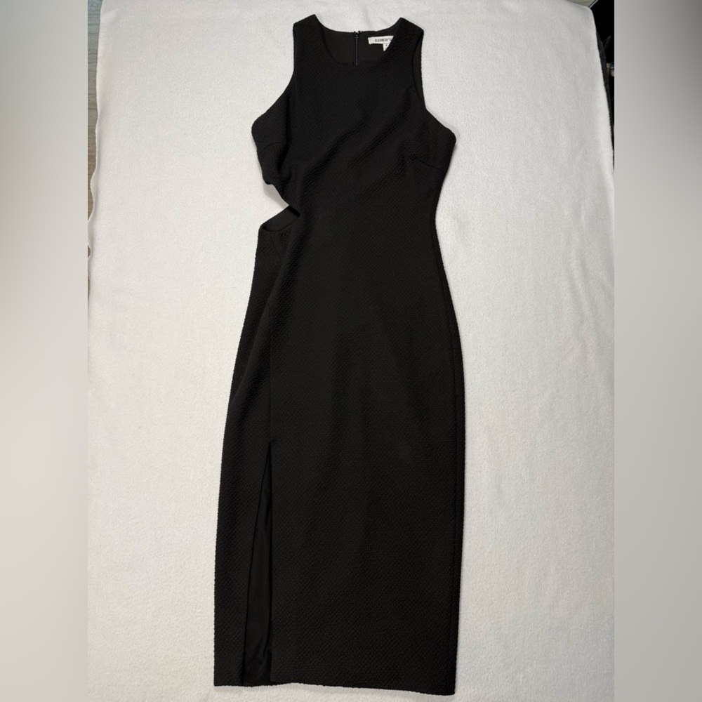 Elizabeth and James Giulia Black Midi Bodycon Cut Out Dress Size 4 #2174 - Picture 3 of 12